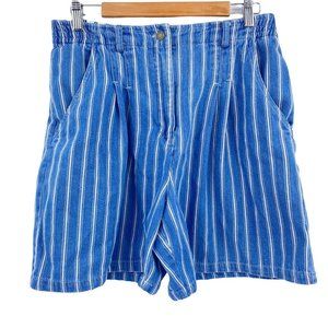 Vintage Studio Wear Mom shorts high waist pleated stripes size Medium 30W Blue